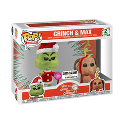 Funko Pop! Books: How The Grinch Stole Christmas - Grinch with Max  2-Pack (Flocked)  Amazon Exclusive