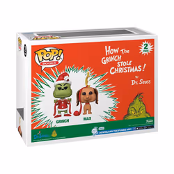 Funko Pop! Books: How The Grinch Stole Christmas - Grinch with Max  2-Pack (Flocked)  Amazon Exclusive