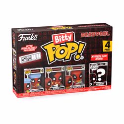Bitty Pop! Deadpool (Bathtime), Bitty Pop! Deadpool (Flamenco), Bitty Pop! Deadpool (Supper Hero), and a mystery Bitty Pop! figure - 0.9 Inch (2.2 Cm) - Additional view 5