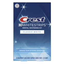 Crest 3D Whitestrips Dental Whitening Kit  Classic White  20 Strips - 10 Treatments.