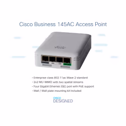 Cisco Business 145AC 802.11ac 2x2 Wave 2 Access Point 4 GbE Ports One PoE - Wall Plate, Limited Lifetime Protection (CBW145AC-E) - Additional view 4