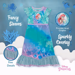 Disney Girls' Little Mermaid Fantasy Gown Nightgown  WATERCOLOR ARIEL