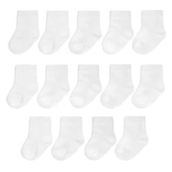 Fruit of the Loom Baby 14-Pack Grow & Fit Flex Zones Cotton Stretch Socks - Unisex  Girls  Boys 0-6 Months  White