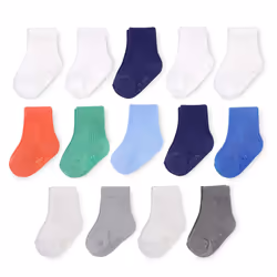 Fruit of the Loom Baby 14-Pack Grow & Fit Flex Zones Cotton Stretch Socks - Unisex Girls Boys (12-24 Months Blue)