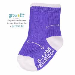 Fruit of the Loom Baby 14-Pack Grow & Fit Flex Zones Cotton Stretch Socks - Unisex  Girls  Boys 6-12 Months  Pink Pop