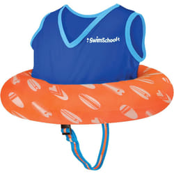 SwimSchool Deluxe Swim Trainer - Heavy Duty Toddler Swim Vest Floatie - Comfortable Sweater-Fit Design with Adjustable Safety Seat - Berry/Blue