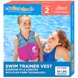 SwimSchool Swim Trainer Vest - Medium/Large Max 50 Pounds - Kids Swim Vest with Padded Shoulders -Comfortable Flex-Form-Fit D ...