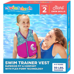 SwimSchool Swim Trainer Vest - Medium/Large Max 50 Pounds - Kids Swim Vest with Padded Shoulders -Comfortable Flex-Form-Fit Design with Adjustable Sa
