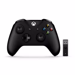 Microsoft Xbox Controller + Wireless Adapter, Gamepad, PC, Xbox One, D-pad, Wireless, Black, 128 MB
