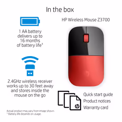 HP Z3700 Red Wireless Mouse - Additional view 6