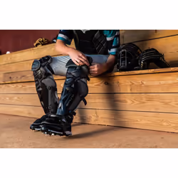 Mizuno Samurai Adult Baseball Shin Guards 15.5"""" Black/Grey