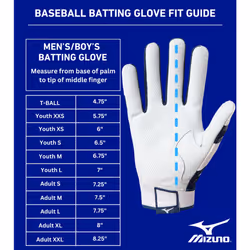 Mizuno MVP Youth Baseball Batting Glove  White-Gold  Small