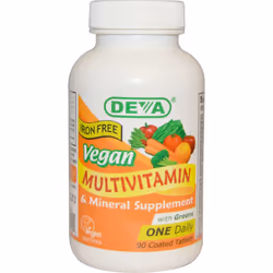Deva, Vegan, Multivitamin & Mineral Supplement, Iron Free, 90 Coated Tablets