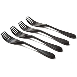 KNORK Original Stainless Steel Metal Utensils Titanium Coated Stainless Fork  4 Piece Set  Matte Black