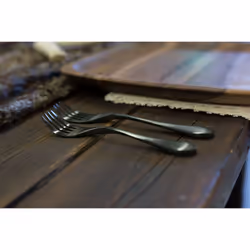KNORK Original Stainless Steel Metal Utensils Titanium Coated Stainless Fork  4 Piece Set  Matte Black