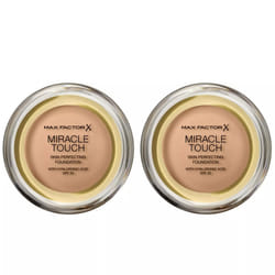2 x Max Factor Miracle Touch Skin Perfecting Foundation 11.5g 030 Porcelain