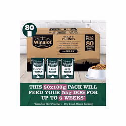 Winalot Dog Food Pouches Mixed in Jelly, 80 x 100 g
