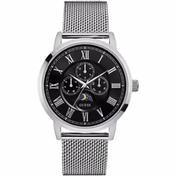 Guess Mens Watch Delancy Multi Dial Silver Mesh Strap W0871G1