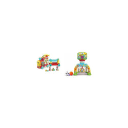 VTech 4-in-1 Alphabet Train, Baby Walker with Lights, Sounds and Songs &3-in-1 Sports Centre,Baby Interactive Toy with Colours and Sounds(Yellow/Blue)