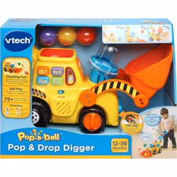 VTech POP and Drop Digger, Educational Push Along Digger for Toddler, Toy Gift for 12 Months to 2 3 Years Boys and Girls. English Version