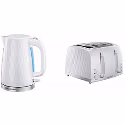 Russell Hobbs Honeycomb Kettle and 4 Slice Toaster, White