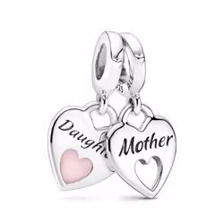 Pandora Double Heart Split Dangle Charm Compatible Moments Bracelets Jewelry for Women Made with Sterling Silver Enamel