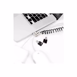 Compulocks Coiled Cable Lock, Round key, Stainless steel, Black, Stainless steel