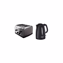 Russell Hobbs 18790 Futura 4-Slice Toaster, 1500 W, Stainless Steel Silver, Four Slice & Textures Plastic Kettle 21271, 1.7 L ...