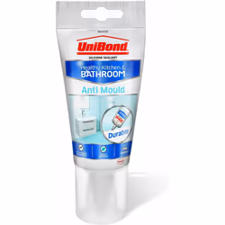 UniBond Anti-Mould Sealant / White Silicone Sealant for Kitchen and Bathroom / 1 x 150ml Tube