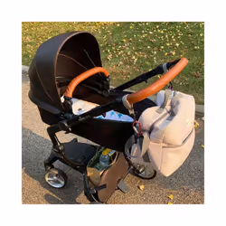Baby Stroller PU Leather Handle Covers For Mima Xari Pram Bar Sleeve Case - mom baby 2PCS white