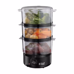Russell Hobbs 26530 Matt Black Electric Food Steamer - 3-Tier, 7 Litre Capacity with BPA Free Baskets and Rice Bowl (Included ...