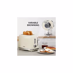 Breville Bold Vanilla Cream 2-Slice Toaster with High-Lift and Wide Slots | Cream and Silver Chrome [VTR003]