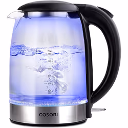 COSORI Electric Kettle Glass, Fast Boil Quiet, 3000W 1.5L with Blue LED, Stainless Steel Filter, Boil-Dry Protection, Black,  ...