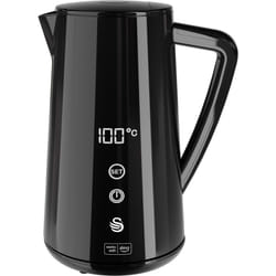 Swan SK14650BLKN Alexa Smart Kettle, LED Touch Display, Keep Warm Function, Stainless Steel Insulated, 1.5L, 1800W, Black