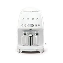 Smeg DCF02WHUK Drip Coffee Machine, Auto-Start Mode, Reuseable Filter, Digital Display, Anti-Drip System, Aroma Intensity Option,1.4 Litre Tank, White