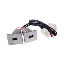 Silver USB Car Charger Socket 12V/24V USB Charging Outlet Power Adapter - Dual USB