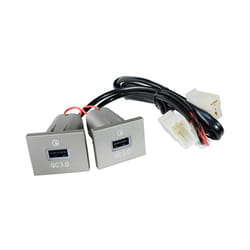 Silver USB Car Charger Socket 12V/24V USB Charging Outlet Power Adapter - Dual USB