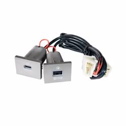 Silver USB Car Charger Socket 12V/24V USB Charging Outlet Power Adapter - USB and C