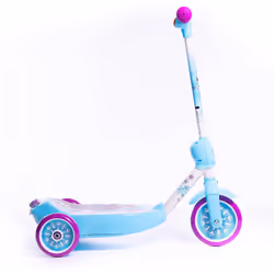 Huffy Disney Frozen Bubble Electric Scooter For Kids 3-5 Years 6v Battery Toy Ride On Scooter With Bubble Machine ft Anna, Elsa & Olaf, Blue