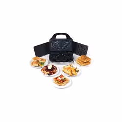 Salter EK2143 3-in-1 Snack Maker -Deep Fill Waffle Iron, Sandwich Panini Press & Toastie Maker, Interchangeable Non-Stick Pla ...