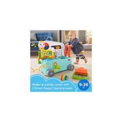 Fisher-Price HCK56?? Laugh &Learn 3-In-1 On-The-Go Camper - UK English Edition, Musical Push-Along Walker and Activity Center for Infants and Toddlers