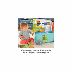 Fisher-Price HCK56?? Laugh &Learn 3-In-1 On-The-Go Camper - UK English Edition, Musical Push-Along Walker and Activity Center for Infants and Toddlers