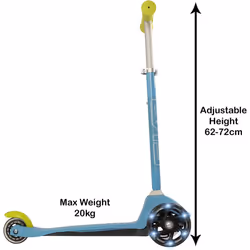 Cruiser Scooter Light Up Wheels For Kids | Kids Push Scooter With Adjustable Height Handles | Childrens 3-Wheeled Scooter | Kick Scooters For Kids 2+