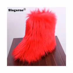 Women's Winter Fluffy Faux Fox Fur Boots Woman Plush Warm Snow Boots Luxury Footwear Girls' Furry Fur Bottes Fashion Winter S ...