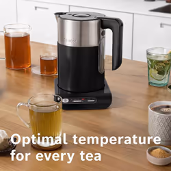 Bosch Styline TWK8633GB Variable Temperature Cordless Kettle, 1.5 Litres, 3000W - Black [Energy Class A]