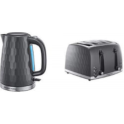 Russell Hobbs Honeycomb Kettle and 4 Slice Toaster, Grey