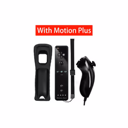 Built-in Motion Plus Remote Compatible For Nintendo Wii Controller Nunchuck - Black