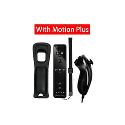 Built-in Motion Plus Remote Compatible For Nintendo Wii Controller Nunchuck - Black