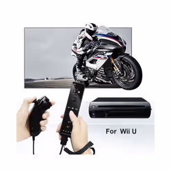 Built-in Motion Plus Remote Compatible For Nintendo Wii Controller Nunchuck - Black