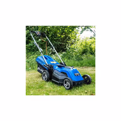 Hyundai HYM3800E 1600W 230V Corded Electric Rotary Lawnmower With Rear Roller,  30L Grass Box, 5 Cutting Heights, 10M Power Cable, Blue
